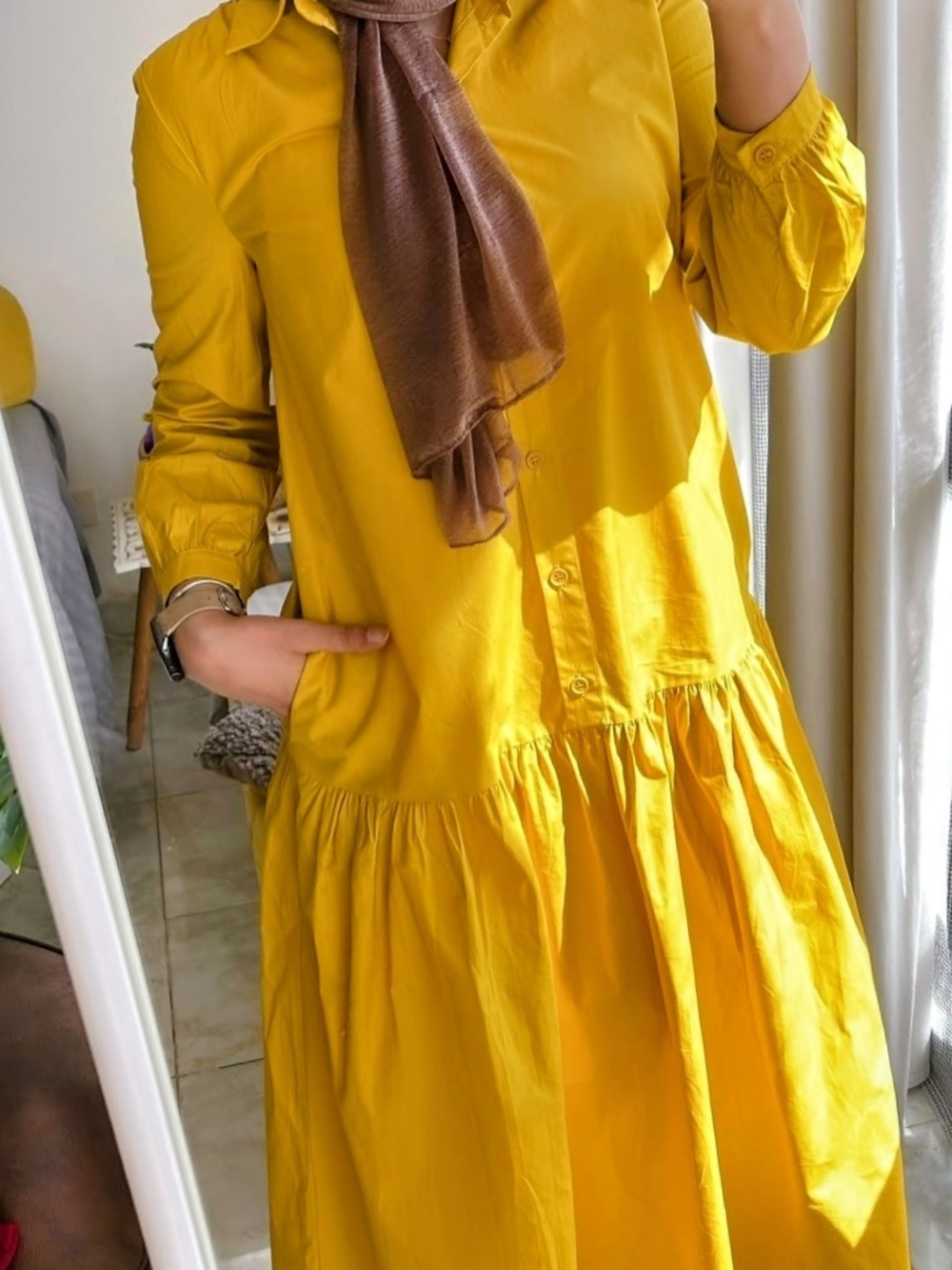 Yellow Button-Front Maxi  Dress. Size XL - Picture 3 of 3